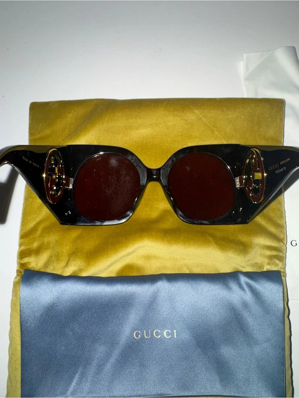 Gucci Blondie Black Tortoise Shell Oversized Square Sunglasses with Brown Lenses